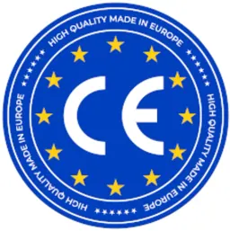 Modré logo s písmeny CE a hvězdami