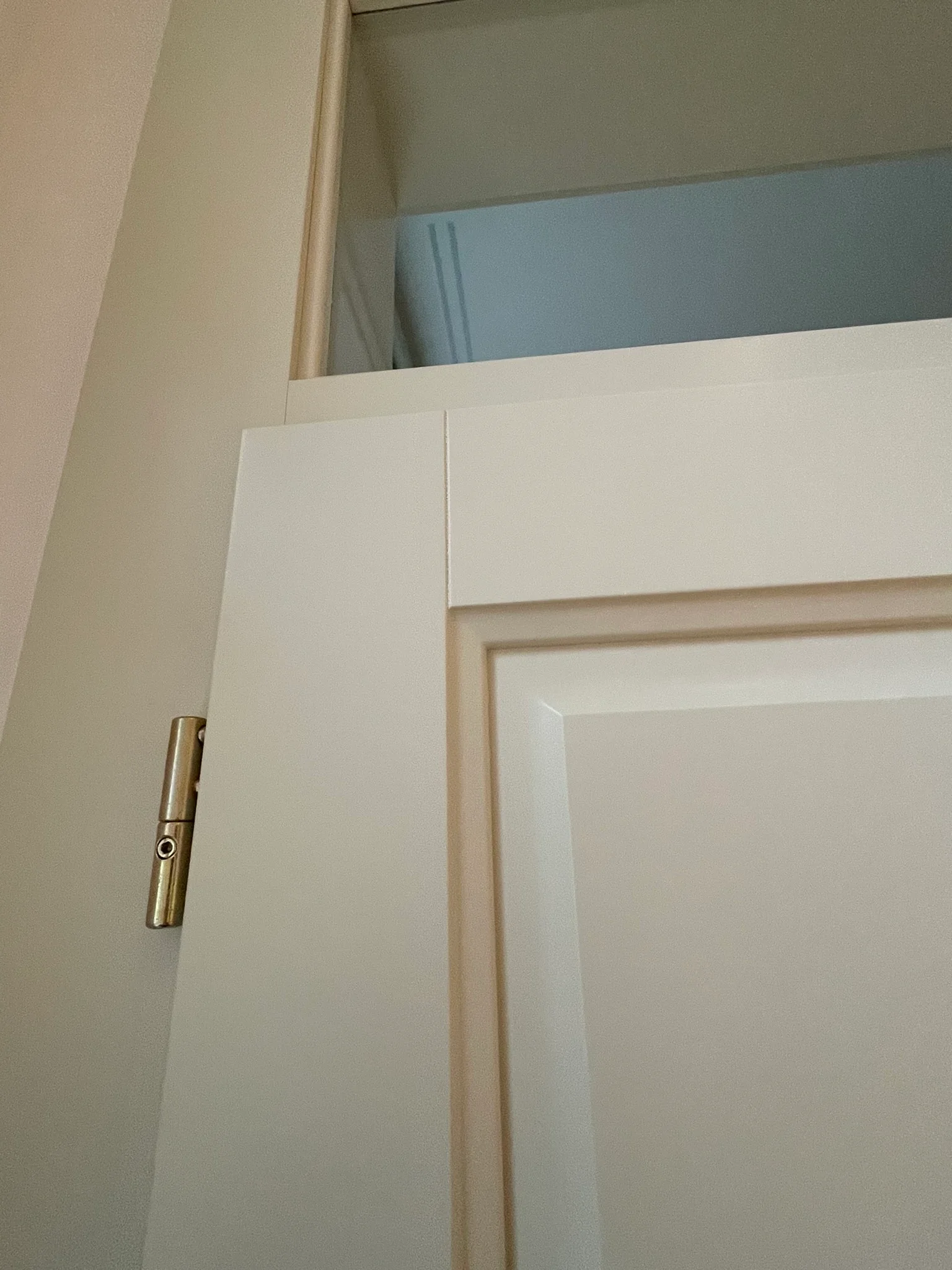 Bílé interiérové dřevěné dveře s kovovým pantem