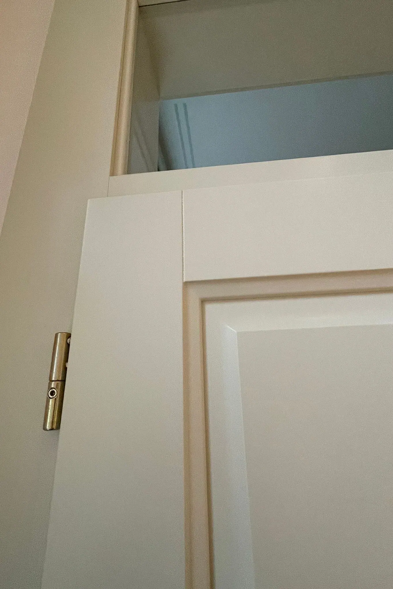 Bílé interiérové dřevěné dveře s kovovým pantem
