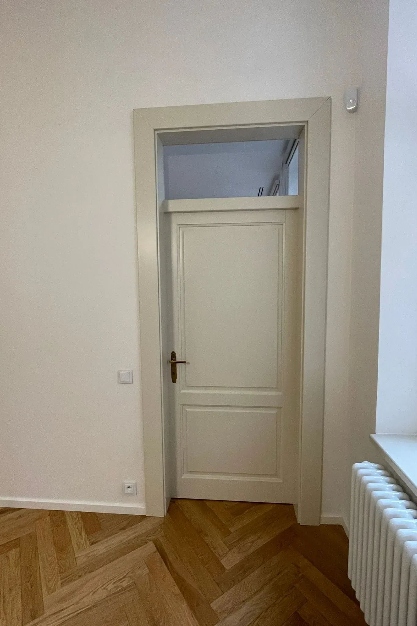 Bílé masivní dveře s panelem